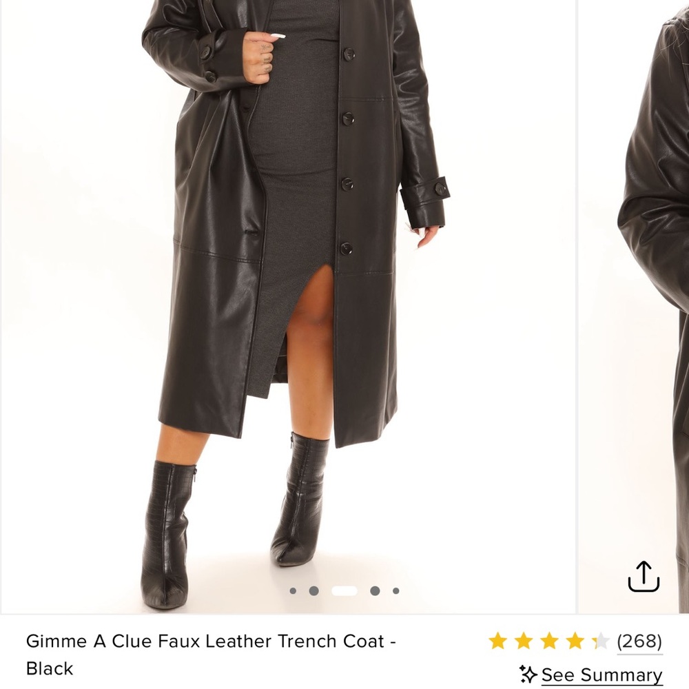 Fashion Nova Black Faux Leather Trench Coat